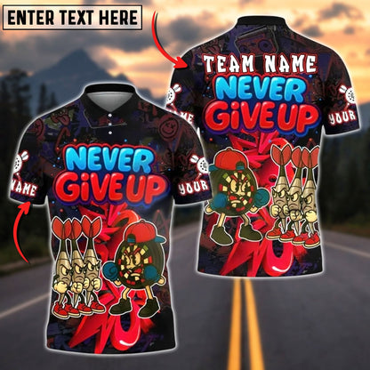 Darts Never Give Up Graffiti Style Personalized Name, Team Name Unisex Shirt (4 Colors)