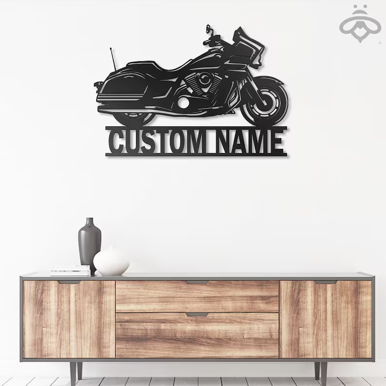Custom Victory Bikes Metal Wall Art-Personalized Motorcycle Garage Name Sign