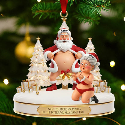 Couple Santa Funny - Personalized Gifts For Couple Ornament
