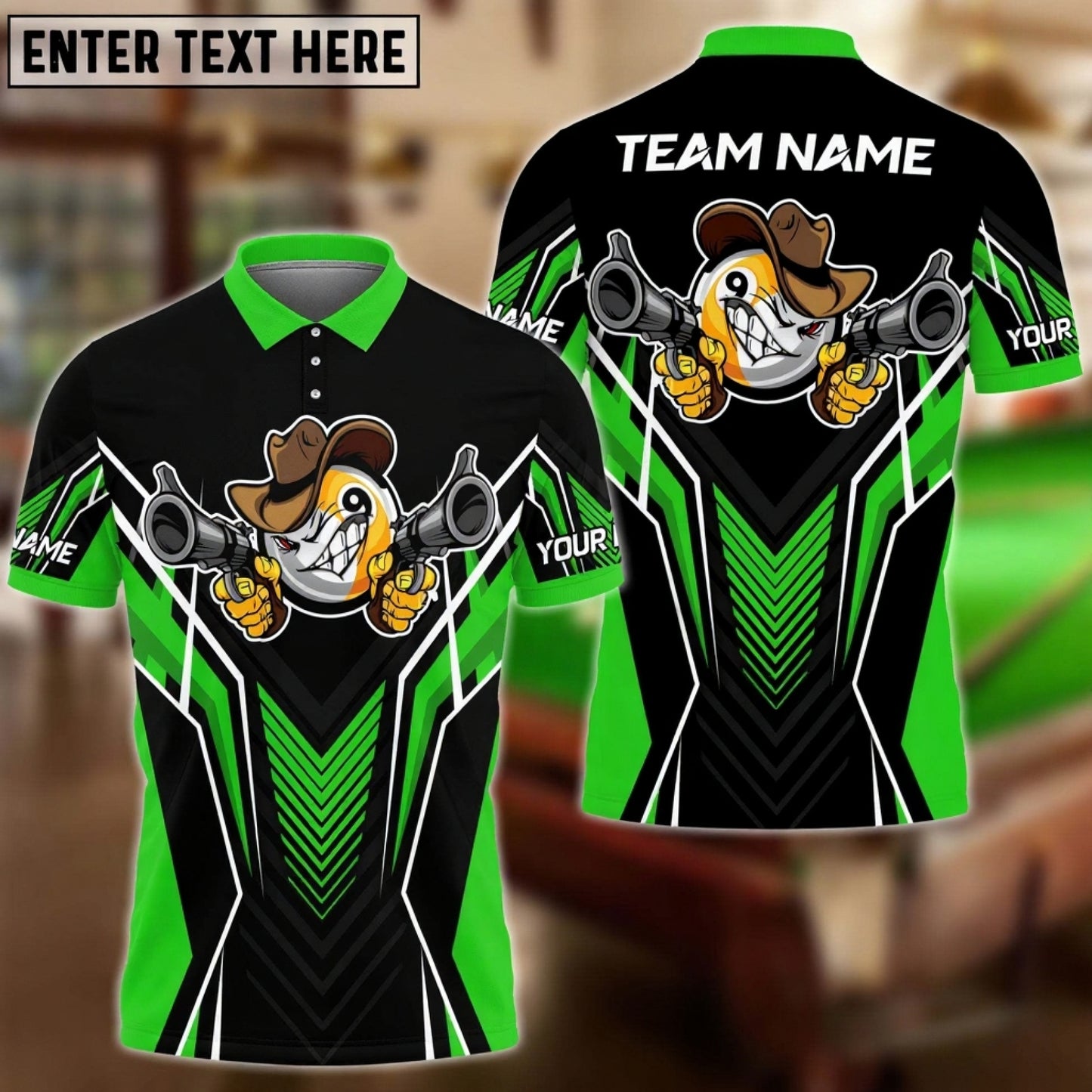 Billiards 9 Ball Cowboy Gunny Premium Personalized Name, Team Name Unisex Shirt