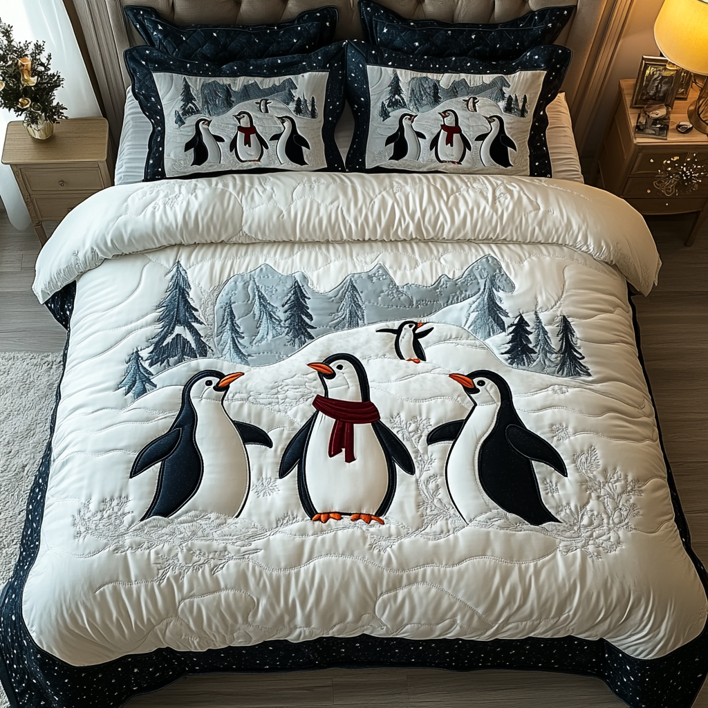 Arctic Waddle 3-Piece Quilted Bedding Set