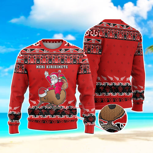 Symbols Knitted Sweatshirt Maori Pattern