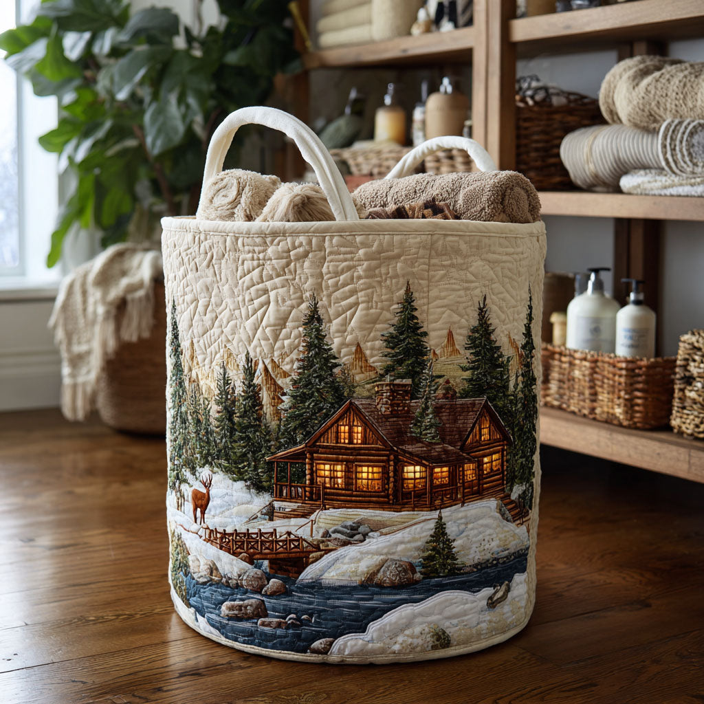 Cabin Glow Quilted Laundry Basket