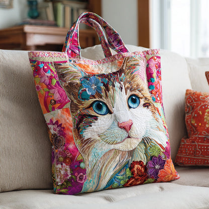 Calico Cat Bloom Quilted Tote Bag