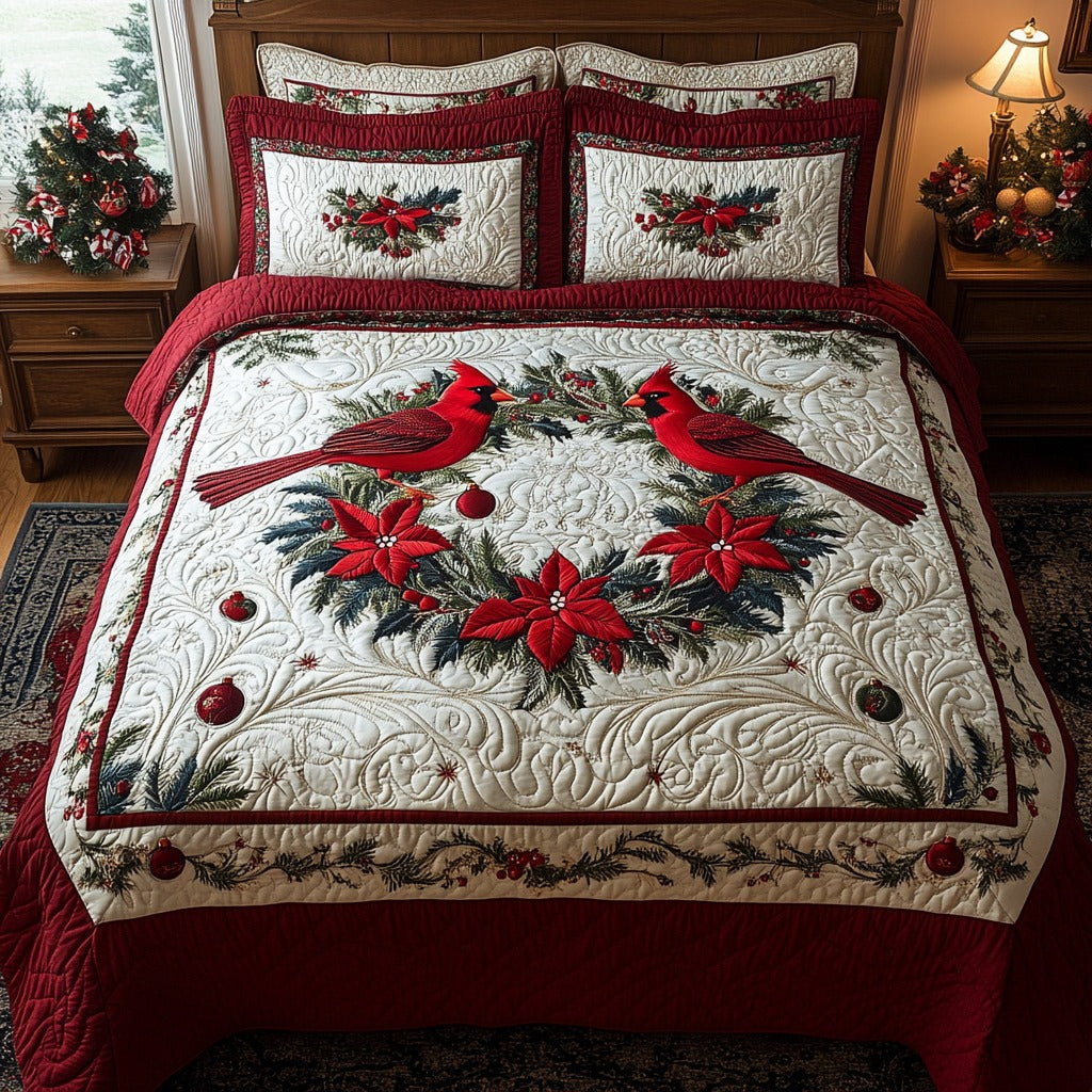 Cardinal Chorus 3-Piece Quilted Bedding Set