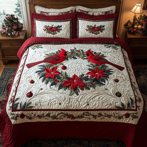 Cardinal Chorus 3-Piece Quilted Bedding Set