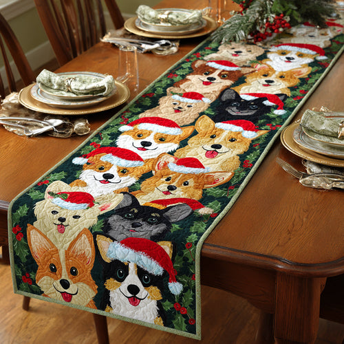 Christmas Corgi Quilted Table Runner