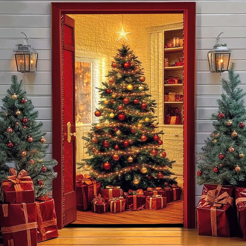 Cozy Christmas Tree Quilted Door Cover