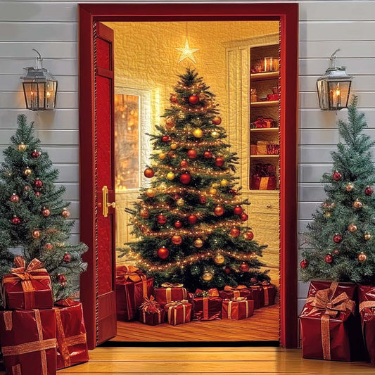 Cozy Christmas Tree Quilted Door Cover