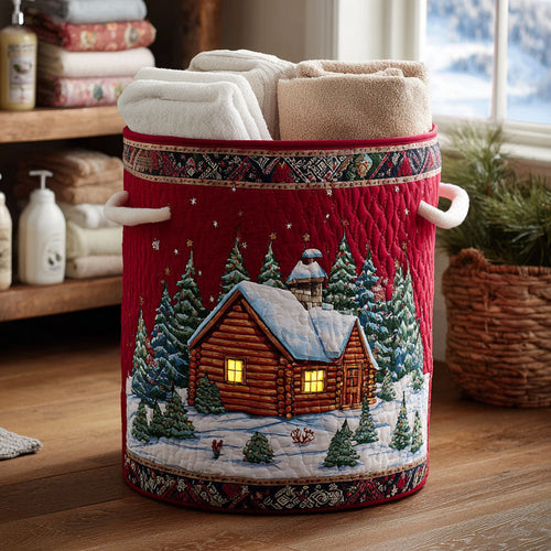Crimson Cabin Quilted Laundry Basket