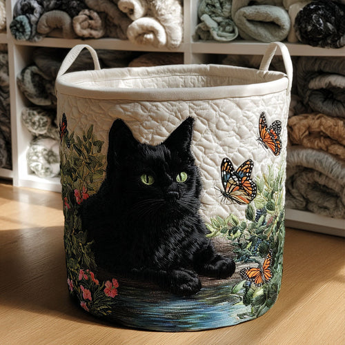 Ebony Bloom Quilted Laundry Basket
