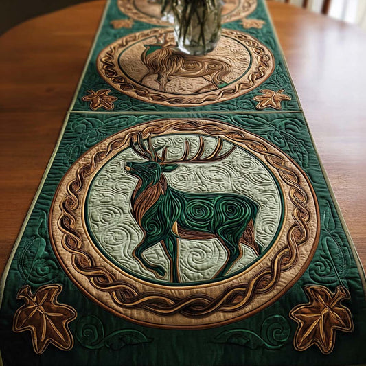 Emerald Deer Quilted Table Runner