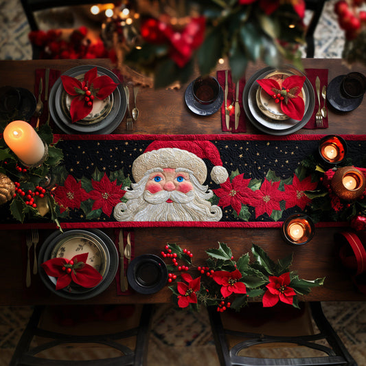 Festive Santa Claus Quilted Table Runner