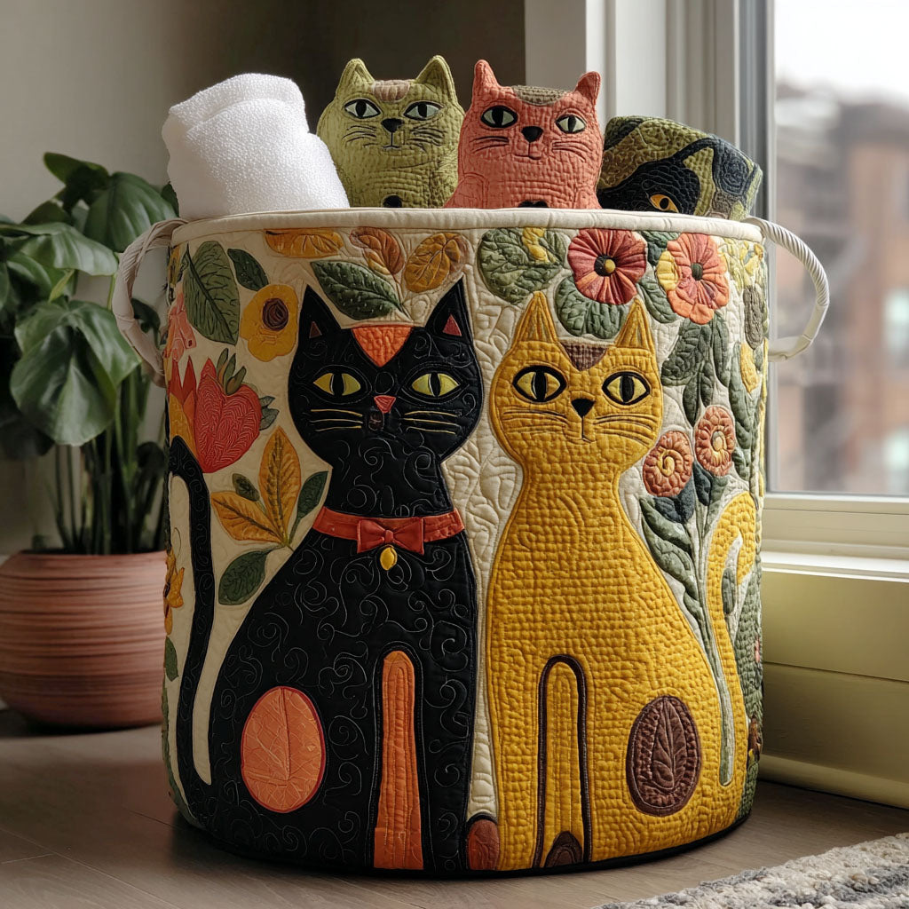 Furry Haven Quilted Laundry Basket