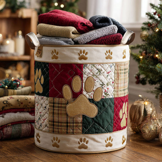 Gilded Paw Memories Quilted Laundry Basket
