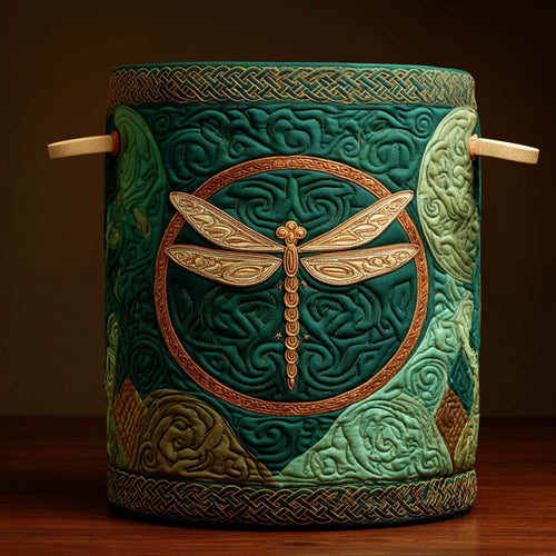 Golden Dragonfly Quilted Laundry Basket