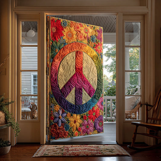 Groovy Bloom Quilted Door Cover