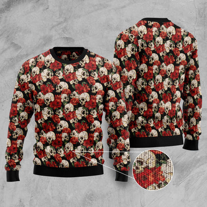 Floral Skull Ugly Christmas Sweater