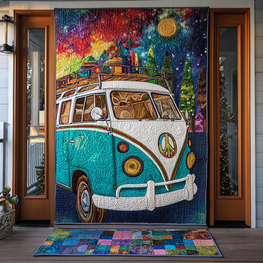 Hippie Journey Quilted Door Cover