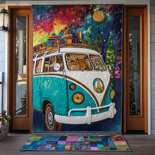 Hippie Journey Quilted Door Cover