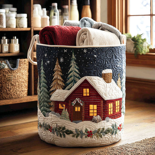 Holly Cottage Quilted Laundry Basket