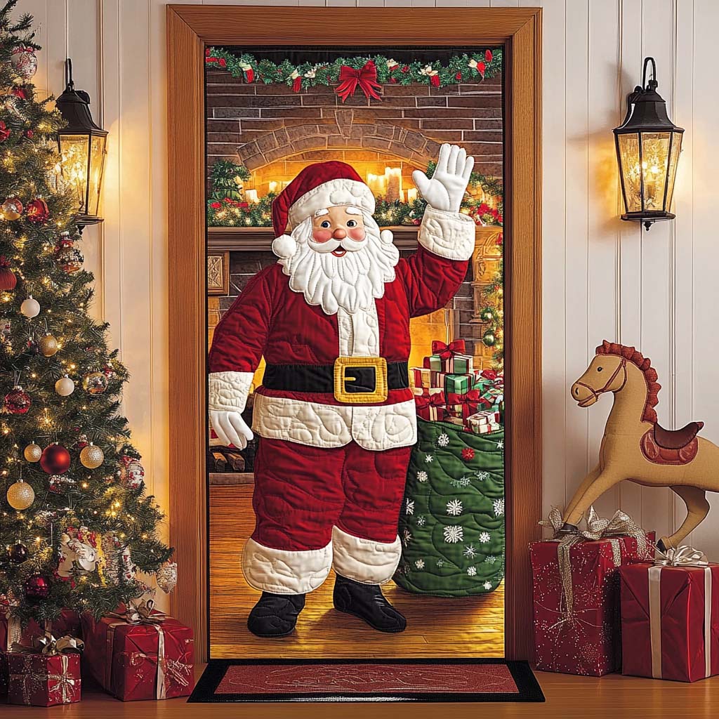 Jolly Santa Wave Quilted Door Cover