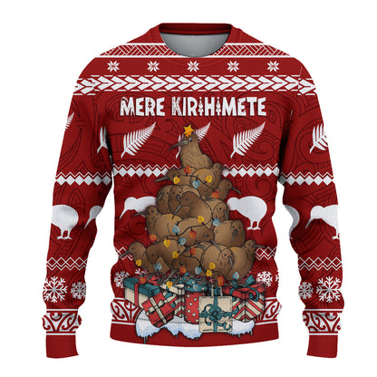 Knitted Sweatshirt Mere Kirihimete - Kiwi Xmas Tree