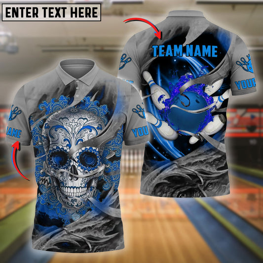 Bowling And Pins Sugar Skull Customized Name 3D Shirt (4 Colors)