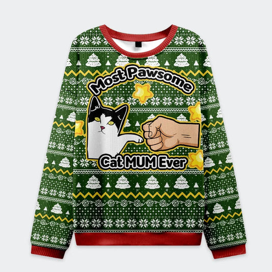 Funny Cat Mom And Dad Christmas Ugly Sweatshirt