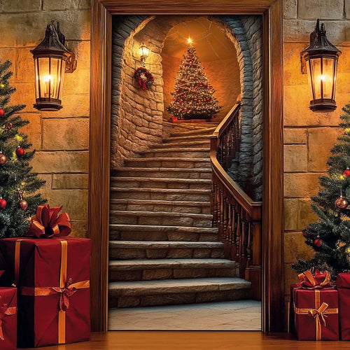 Mansion Stairs Quilted Door Cover