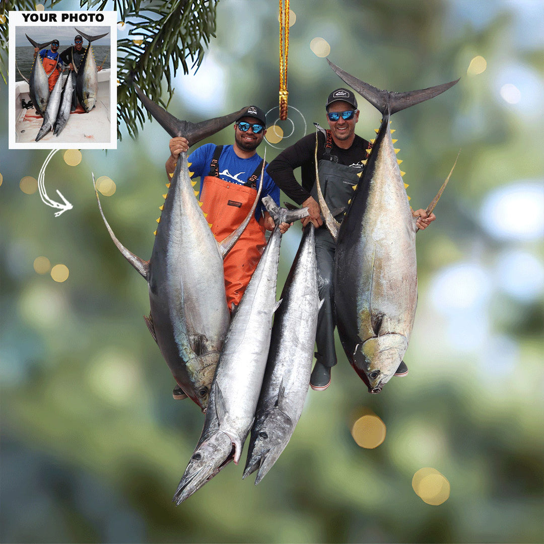 Fishing Cheaper Than Therapy - Personalized Photo Mica Ornament - Gift For Fishing Lovers