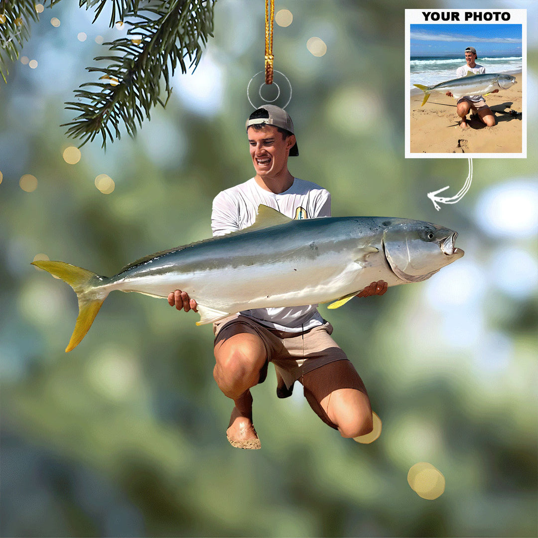 Fishing Cheaper Than Therapy - Personalized Photo Mica Ornament - Gift For Fishing Lovers