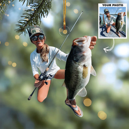 Fishing Cheaper Than Therapy - Personalized Photo Mica Ornament - Gift For Fishing Lovers