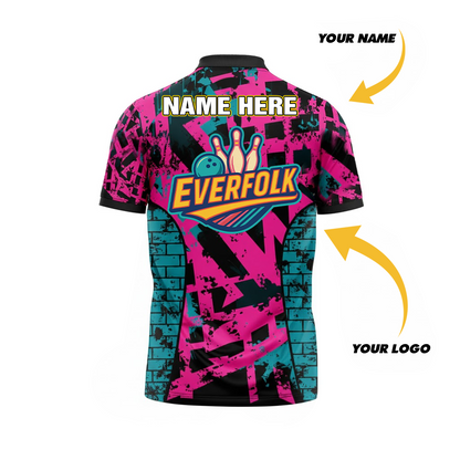 Custom Logo And Name Black Aqua Pink Jersey