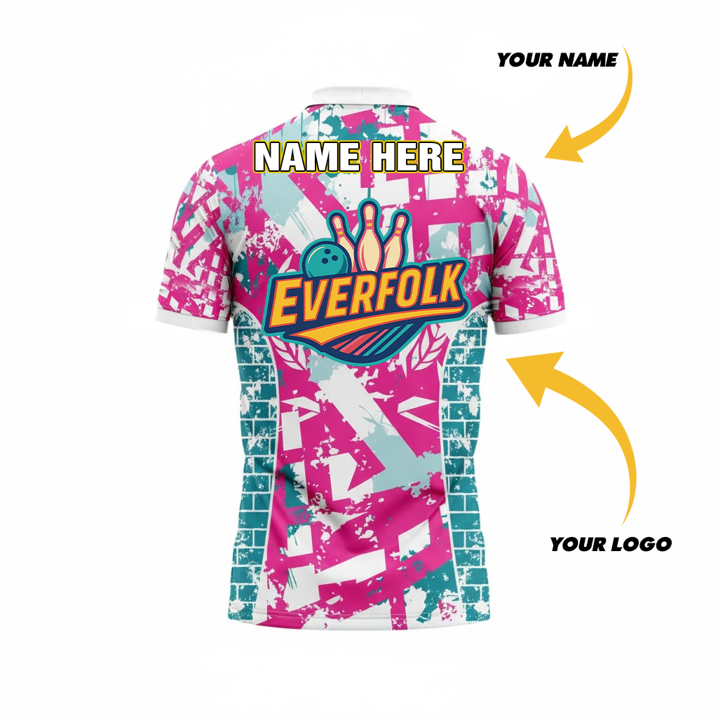 Custom Logo And Name White Aqua Pink Jersey