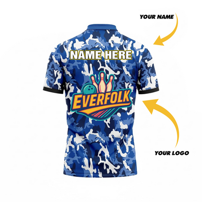 Custom Logo And Name Blue Camo Jersey