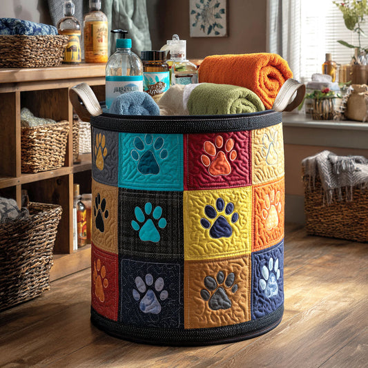 Playful Whispers Quilted Laundry Basket