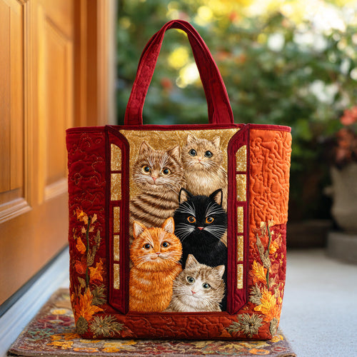 Purring Meadow Quilted Tote Bag