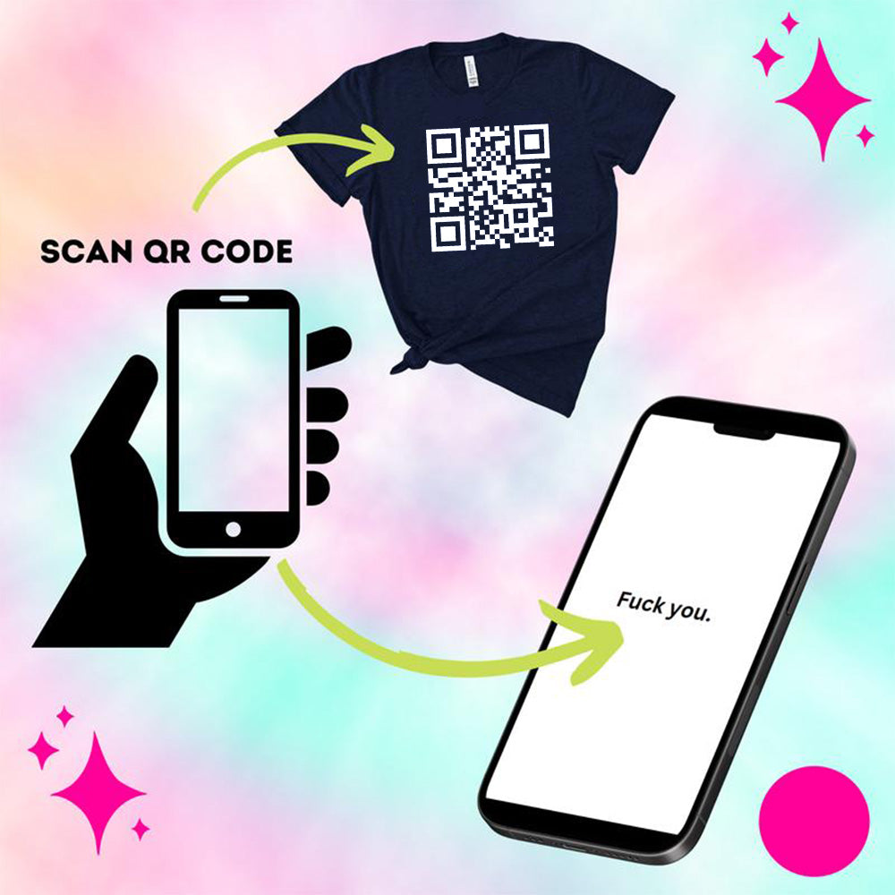 Funny FU QR Code T Shirt 2 Shaped