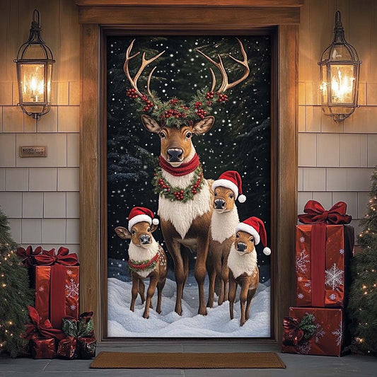 Reindeer Family Quilted Door Cover
