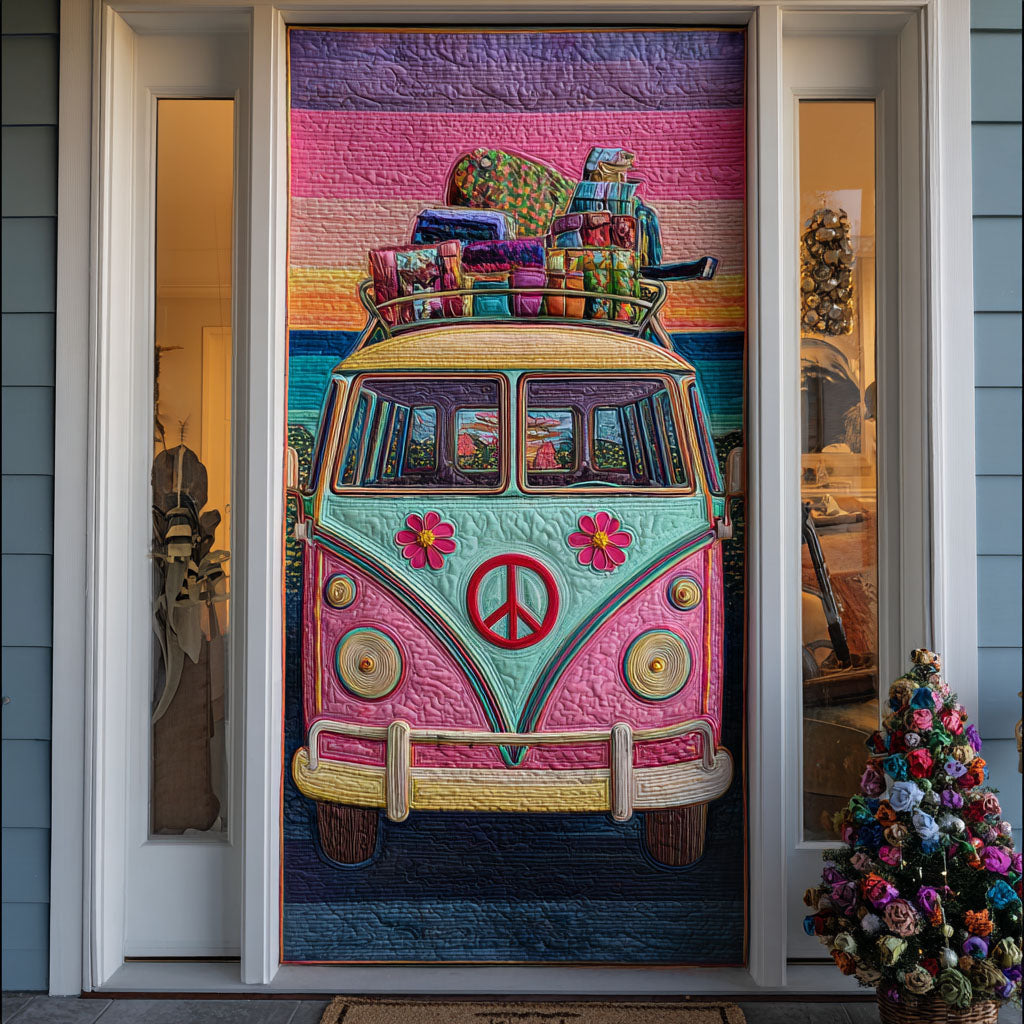 Retro Road Quilted Door Cover