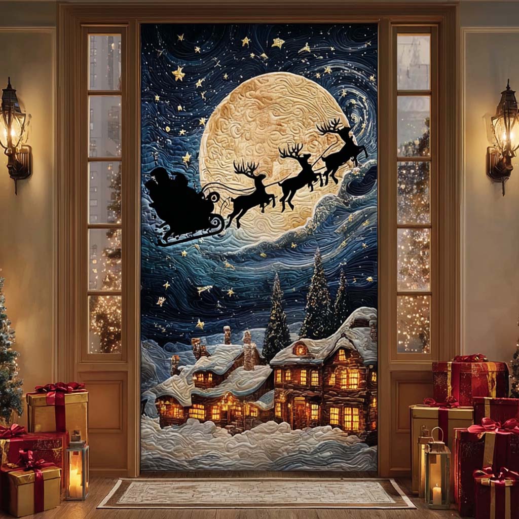 Santa Silhouette Quilted Door Cover