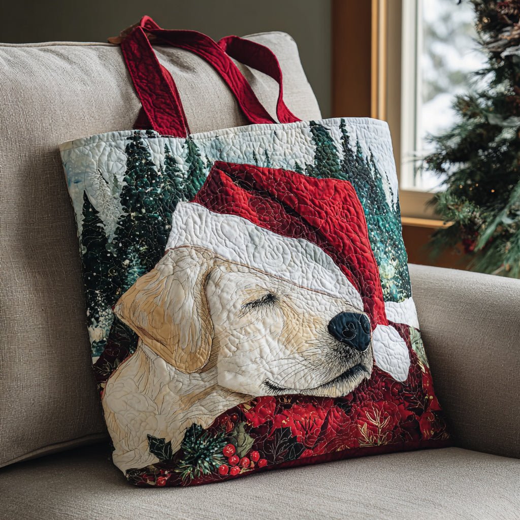 Sleepy Lab Claus Quilted Tote Bag