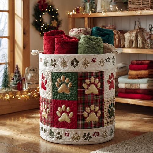 Snowberry Paw Cottage Quilted Laundry Basket