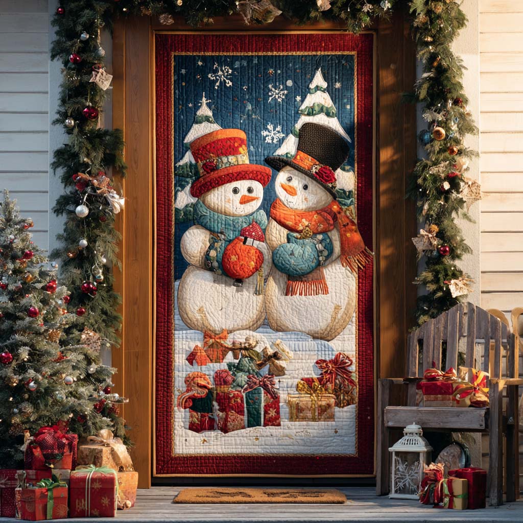 Snowman Joy Quilted Door Cover