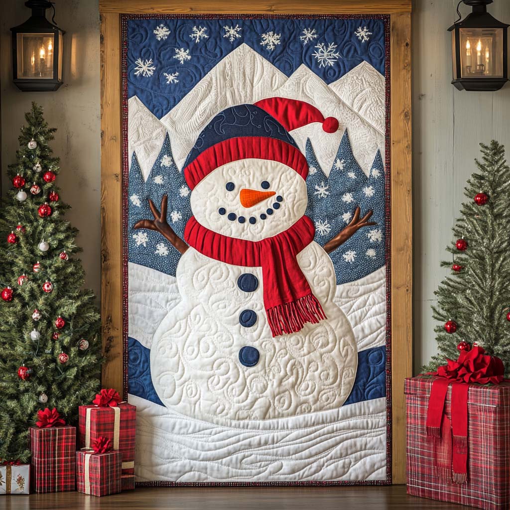 Snowman Mountain Quilted Door Cover