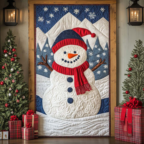 Snowman Mountain Quilted Door Cover