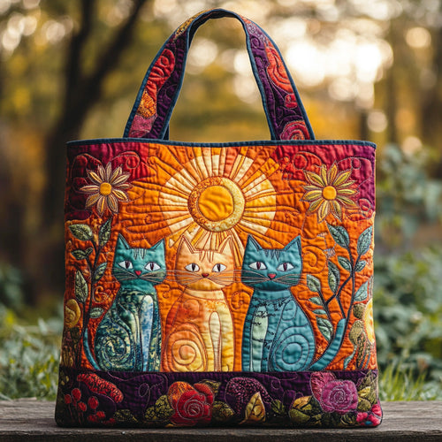 Sunny Meow Quilted Tote Bag