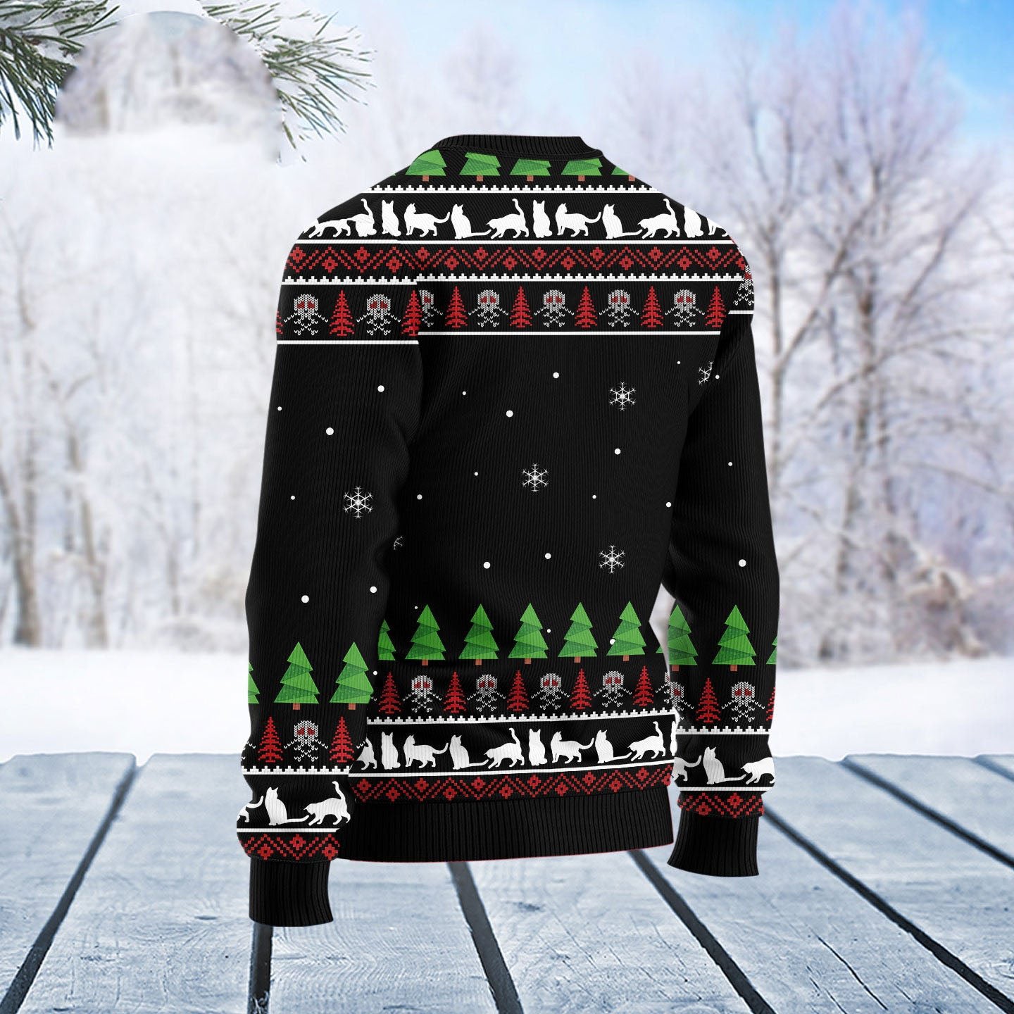 Cat Skull Santa Ugly Christmas Sweater