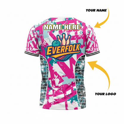 Custom Logo And Name White Aqua Pink Jersey